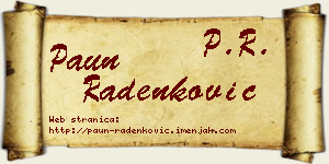 Paun Radenković vizit kartica